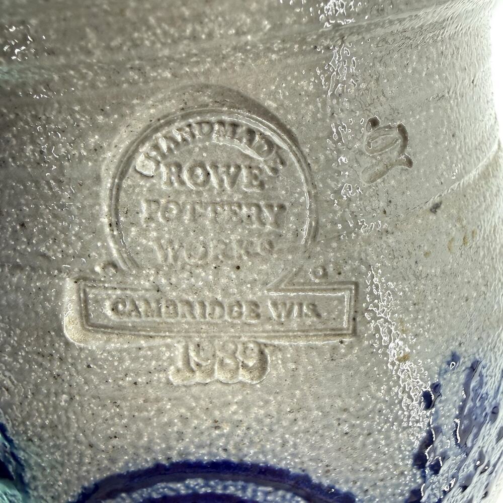 Vintage ROWE POTTERY WORKS 1989 Blueberry Basket Handmade Crock w/Lid ~ 1.5 qt. - Picture 9 of 13